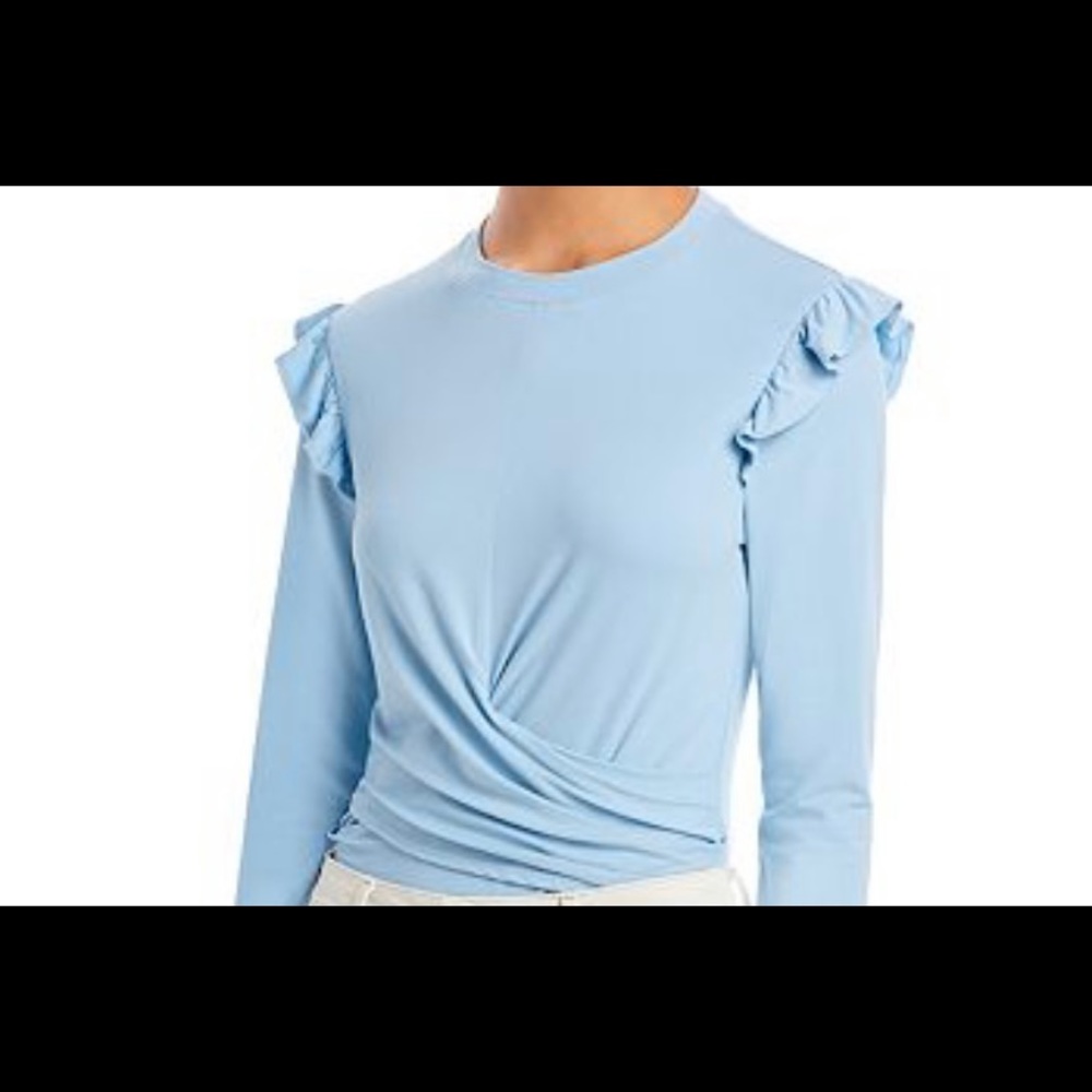 Aqua blue top, shoulder detailing. NWT. Size S